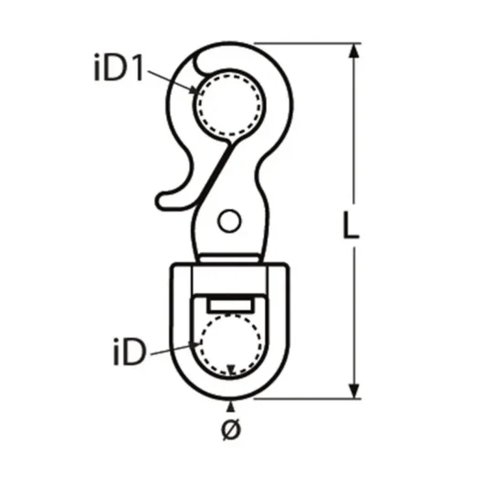 Riivluku ja pööreliga karabiin 65mm, AISi316 - Image 2