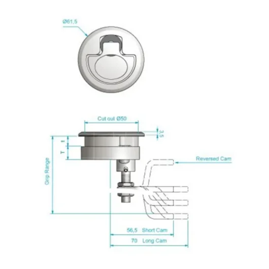 Luugilukk pingutatav Ø61.5mm, AISi316 - Image 3
