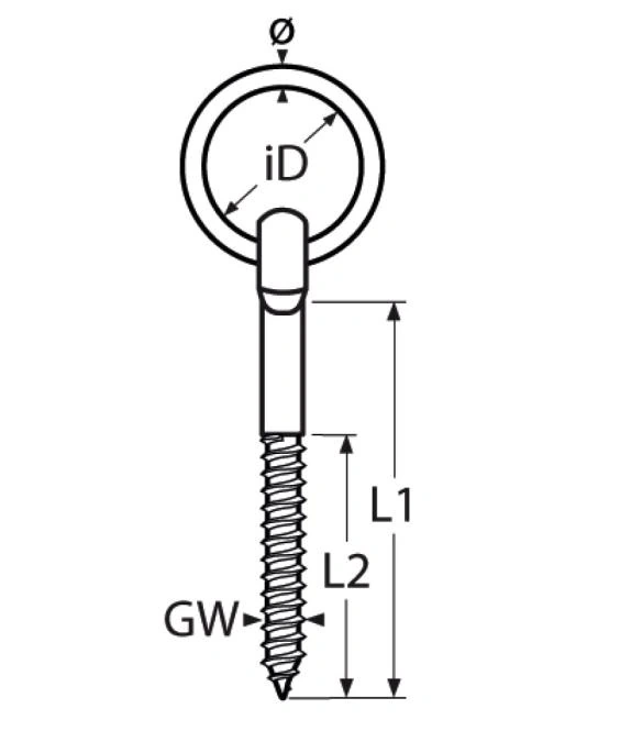 O-rõngaga puidukruvi 8×80mm, rõngas Ø50mm, AISi316 - Image 2