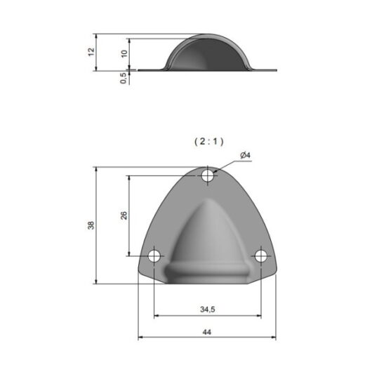 Ventilatsiooniava kat​e 38x44x12mm, AISi304 - Image 2